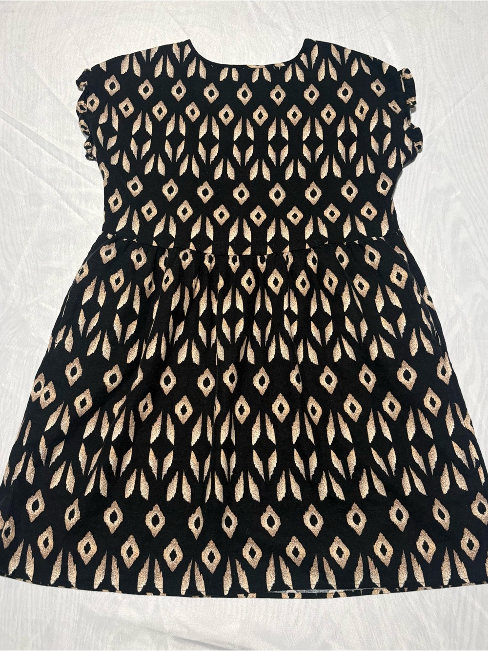 Sonoma Black and Cream Geometric Ruffle Sleeve Dress - Picture 3 of 6